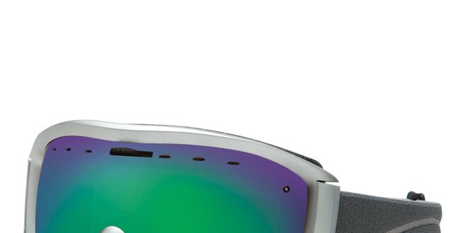 Strieborné lyžiarske okuliare Smith Optics so zelenými duhovými sklíčkami