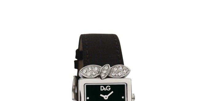 Dámske čierne hodinky Dolce & Gabbana s kryštálmi