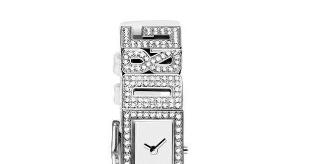 Dámske biele hodinky Dolce & Gabbana s trblietavými oceľovými komponentami