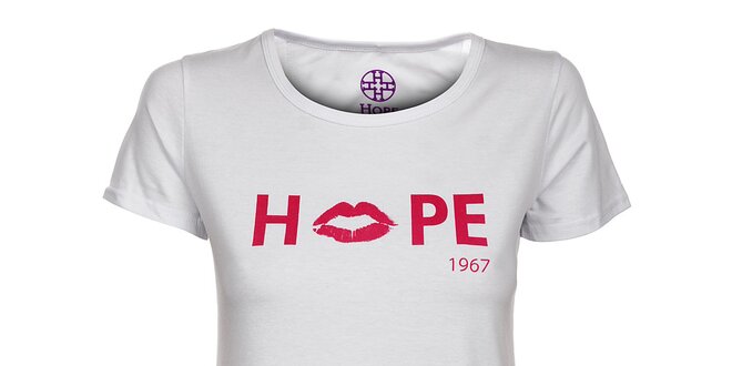 Dámske biele tričko Hope s ružovou potlačou