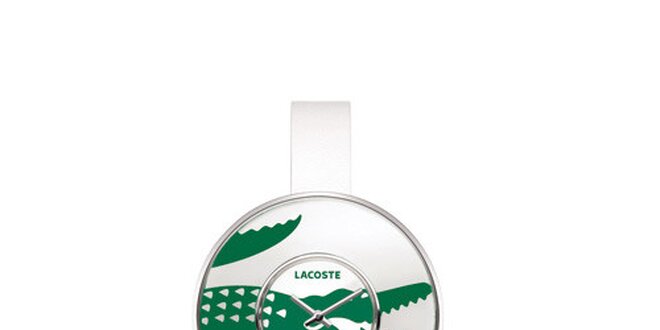 Dámske biele hodinky Lacoste s velkým zeleným logom