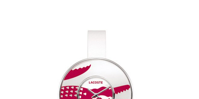 Dámske biele hodinky Lacoste s velkým ružovým logom