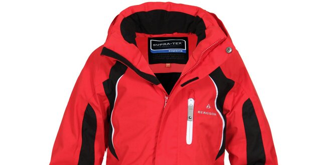 Detská červeno-čierna lyžiarska bunda Bergson