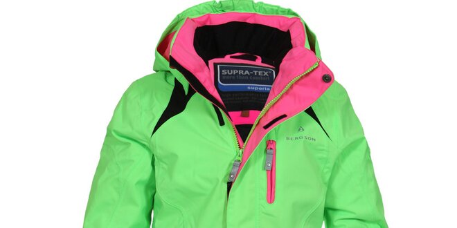Detská zeleno-ružová lyžiarska bunda Bergson