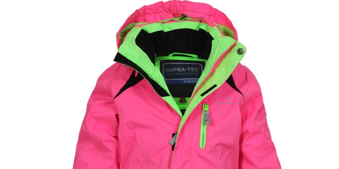 Detská ružovo-zelená lyžiarska bunda Bergson