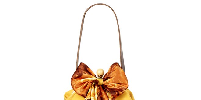 Dámska žltá kožená kabelka so šatkou Liedownithinkiloveyou