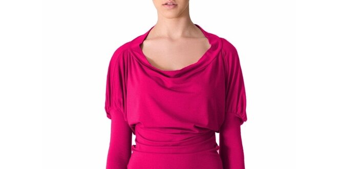 Dámske čerešňovo-ružové šaty s nariasenými rukávmi Yuliya Babich