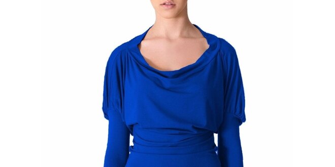 Dámske kobaltovo modré šaty s nariasenými rukávmi Yuliya Babich