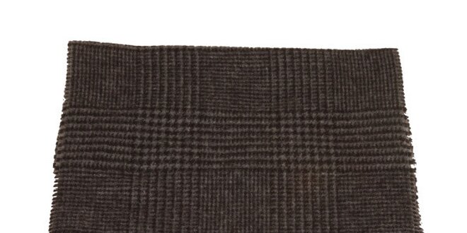 Čierno-šedý kockovaný šál s kohúťou stopou Pierre Cardin