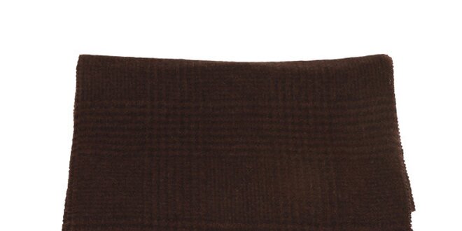 Hnedo-čierny kockovaný šál s kohúťou stopou Pierre Cardin