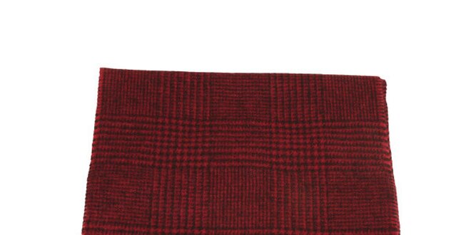 Červeno-čierny kockovaný šál s kohúťou stopou Pierre Cardin