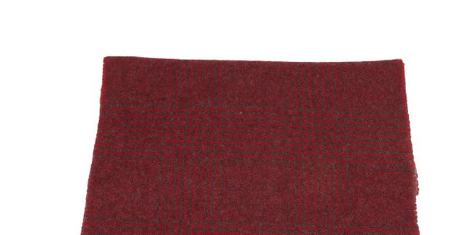 Červeno-šedý kockovaný šál s kohúťou stopou Pierre Cardin