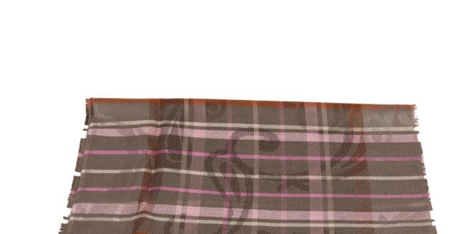 Dámsky hnedo-ružový šál so vzorom Pierre Cardin