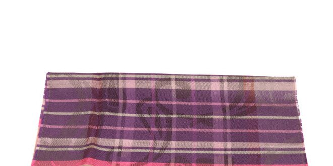 Dámsky fialovo-ružový šál so vzorom Pierre Cardin