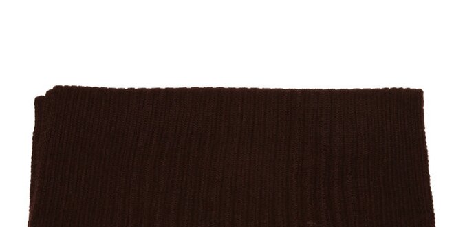 Tmavo hnedý pletený šál Pierre Cardin