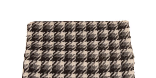 Šedý šál so vzorom kohútej stopy Pierre Cardin