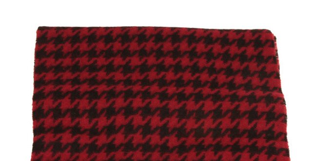 Červeno-čierny šál so vzorom kohútej stopy Pierre Cardin