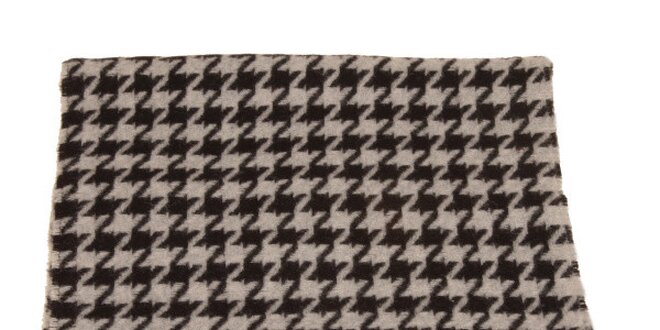 Šedo-čierny šál so vzorom kohútej stopy Pierre Cardin