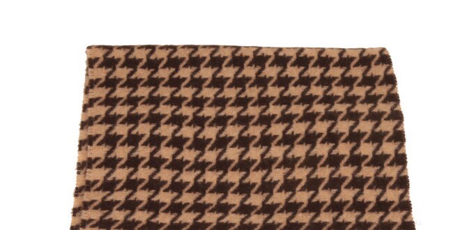 Hnedo-béžový šál so vzorom kohútej stopy Pierre Cardin