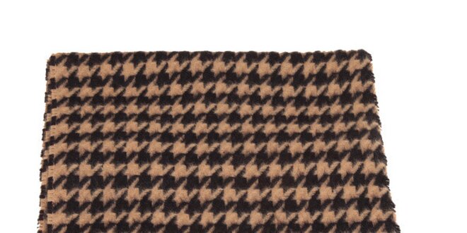 Čierno-béžový šál so vzorom kohútej stopy Pierre Cardin