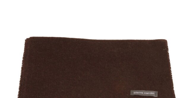 Tmavo hnedý šál so strapcami Pierre Cardin