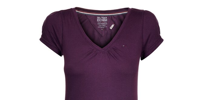 Dámske tmavo fialové tričko Tommy Hilfiger