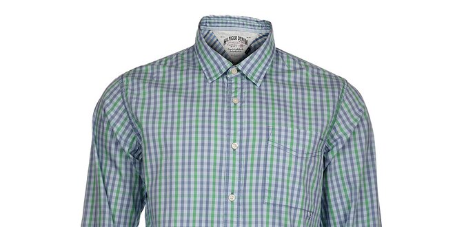 Pánska modro-zelená kockovaná košeľa Tommy Hilfiger