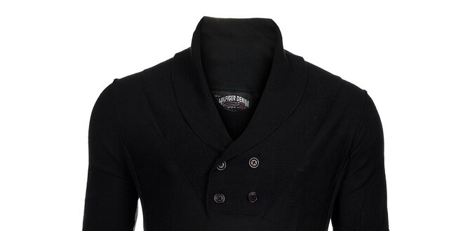 Pánsky čierny sveter s límcom Tommy Hilfiger