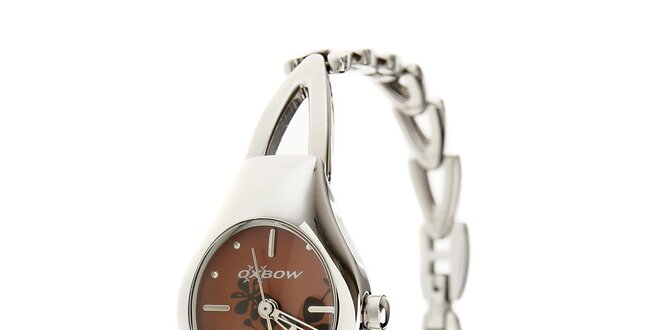 Dámske oceľové hodinky Oxbow s tmavo hnedým ciferníkom