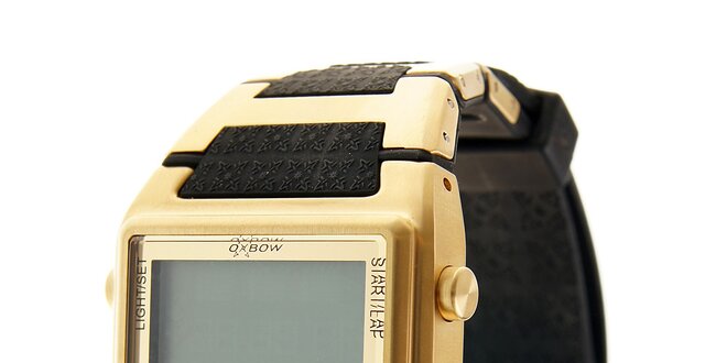 Zlaté digitálne retro hodinky Oxbow