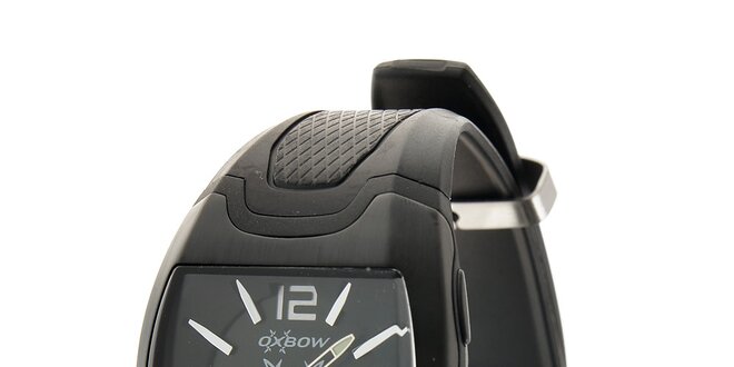 Čierne hodinky Oxbow s pryžovým remienkom