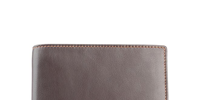 Hnedá prešívaná kožená peňaženka Brooksfield