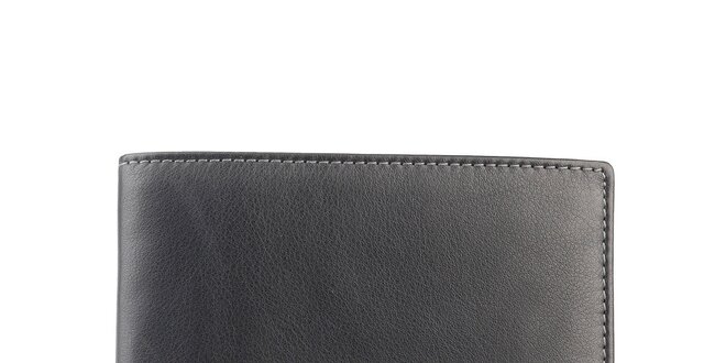 Čierna prešívaná kožená peňaženka Brooksfield