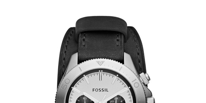 Pánske strieborné retro hodinky Fossil