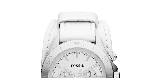 Dámske biele hodinky Fossil s chronografom