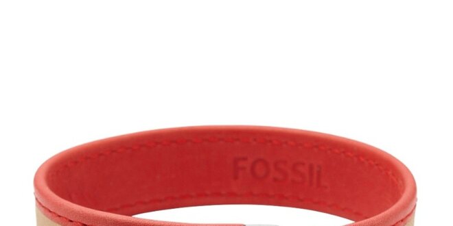 Dámsky béžovo-červený kožený náramok Fossil