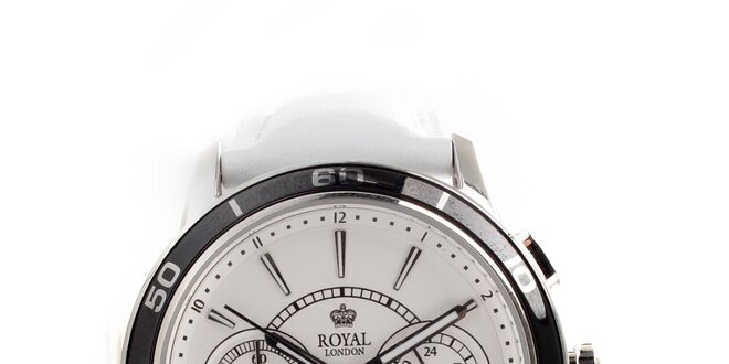 Pánske biele oceľové hodinky Royal London s bielym guľatým ciferníkom
