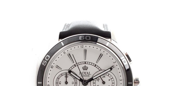 Pánske oceľové hodinky Royal London s bielym guľatým ciferníkom