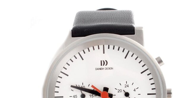 Dámske oceľové hodinky Danish Design s čiernym koženým remienkom