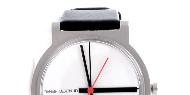 Dámske čiernobiele hodinky Danish Design s minimalistickým ciferníkom