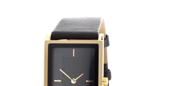 Dámske čierne hodinky Danish Design s obdĺžnikovým ciferníkom