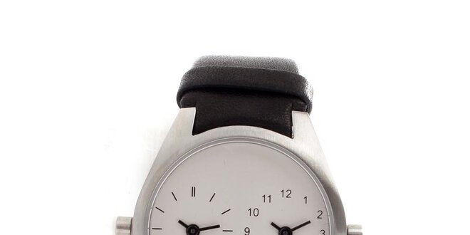 Dámske biele hodinky Danish Design s čiernym koženým remienkom
