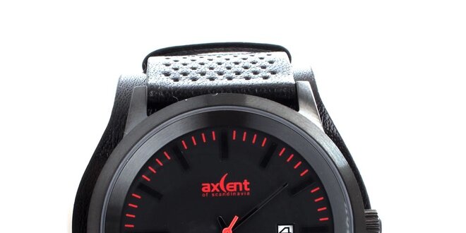 Pánske čierne hodinky so širokým remienkom Axcent