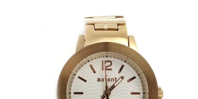 Dámske zlaté hodinky s bielym ciferníkom Axcent