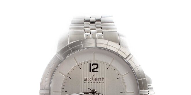 Pánske strieborné hodinky s dátumovkou Axcent