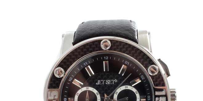 Dámske čierne hodinky s oceľovým púzdrom Jet Set