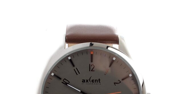 Pánske hnedé hodinky s dátumovkou Axcent