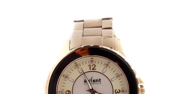 Dámske zlato-ružové analógové hodinky s dátumovkou Axcent