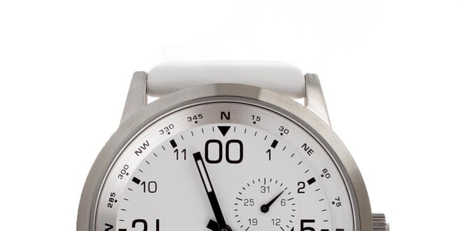 Unisexové strieborné hodinky s bielym ciferníkom a remienkom Axcent