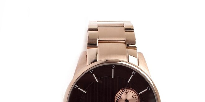 Pánske zlaté hodinky s hnedým ciferníkom Axcent